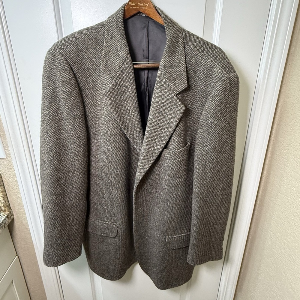 Vintage Banana Republic Blazer Mens 46L Brown Wool Blend Made Italy Sport Coat